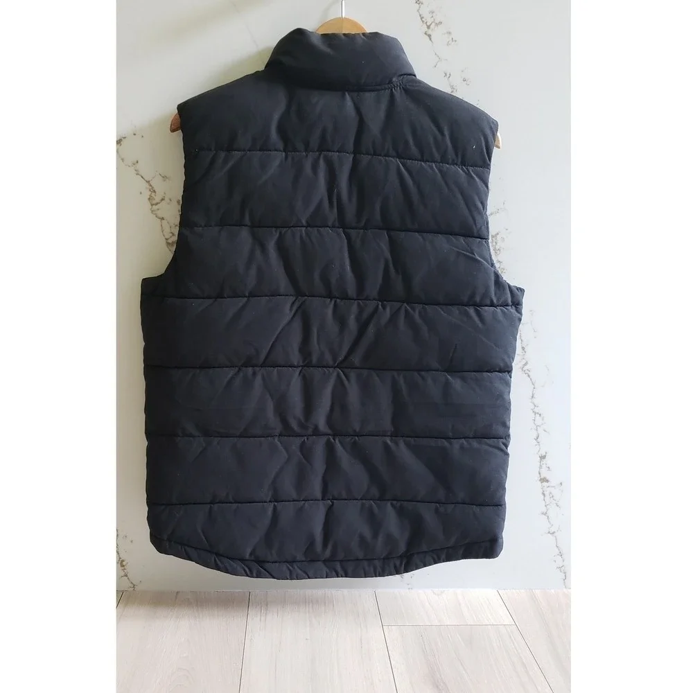 Gap Puffer Vest Mens S Black Quilted Snap Front Utility Outdoor